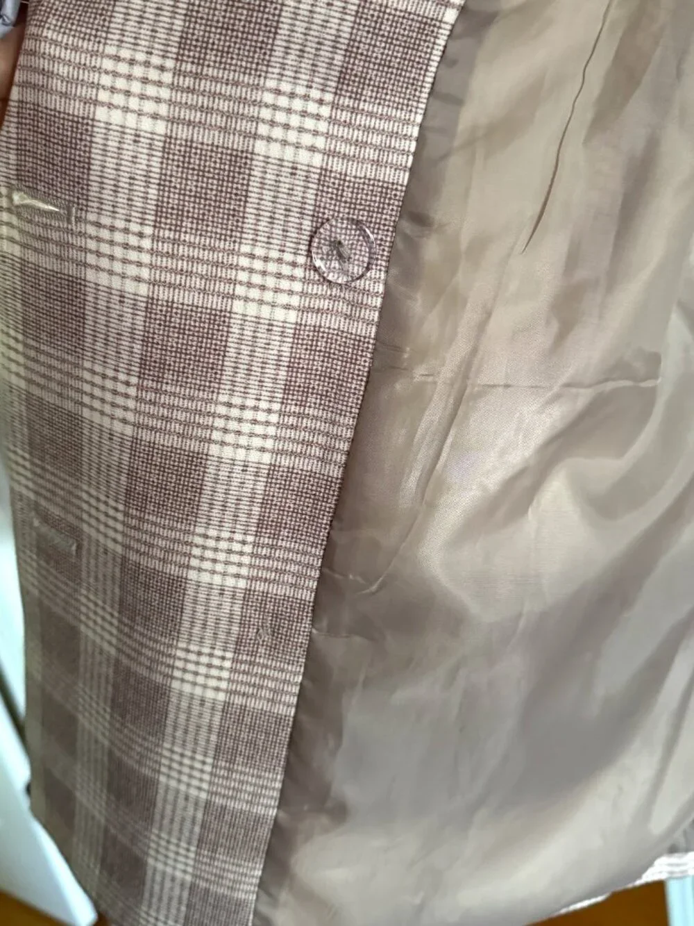 Lioness wyoming oversized blazer in beige plaid check - Picture 3 of 9